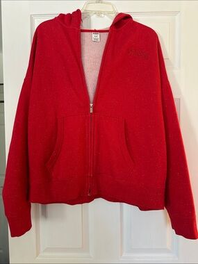Pink  Red Full-Zip Hoodie Jacket